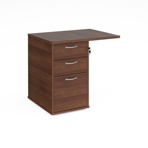 Desk high 3 drawer pedestal 600mm deep with 800mm flyover top walnut - R25EP8W