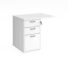 Desk high 3 drawer pedestal 600mm deep with 800mm flyover top white - R25EP8WH