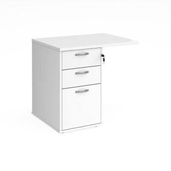Desk high 3 drawer pedestal 600mm deep with 800mm flyover top white - R25EP8WH