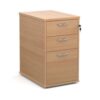 Desk high 3 drawer pedestal with silver handles 600mm deep beech - R25DH6B