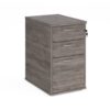 Desk high 3 drawer pedestal with silver handles 600mm deep grey oak - R25DH6GO