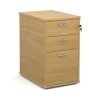 Desk high 3 drawer pedestal with silver handles 600mm deep oak - R25DH6O