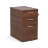 Desk high 3 drawer pedestal with silver handles 600mm deep walnut - R25DH6W