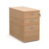 Desk high 3 drawer pedestal with silver handles 800mm deep beech - R25DH8B