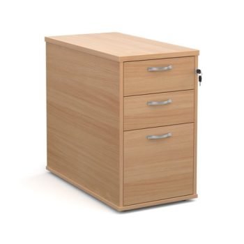 Desk high 3 drawer pedestal with silver handles 800mm deep beech - R25DH8B