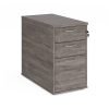 Desk high 3 drawer pedestal with silver handles 800mm deep grey oak - R25DH8GO