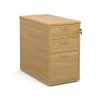 Desk high 3 drawer pedestal with silver handles 800mm deep oak - R25DH8O