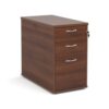 Desk high 3 drawer pedestal with silver handles 800mm deep walnut - R25DH8W