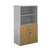Duo combination unit with glass upper doors 1440mm high with 3 shelves white with oak lower doors - R1440COMD-WHO