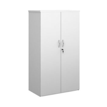 Duo double door cupboard 1440mm high with 3 shelves white - R1440DD-WH