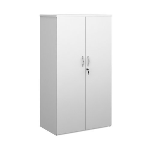Duo double door cupboard 1440mm high with 3 shelves white - R1440DD-WH