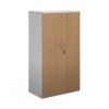 Duo double door cupboard 1440mm high with 3 shelves white with beech doors - R1440DD-WHB