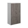 Duo double door cupboard 1440mm high with 3 shelves white with grey oak doors - R1440DD-WHGO