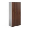 Duo double door cupboard 1790mm high with 4 shelves white with walnut doors - R1790DD-WHW