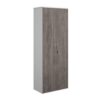 Duo double door cupboard 2140mm high with 5 shelves white with grey oak doors - R2140DD-WHGO