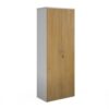 Duo double door cupboard 2140mm high with 5 shelves white with oak doors - R2140DD-WHO