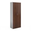 Duo double door cupboard 2140mm high with 5 shelves white with walnut doors - R2140DD-WHW