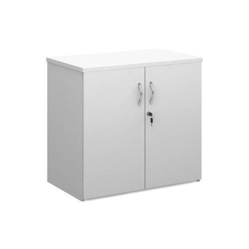 Duo double door cupboard 740mm high with 1 shelf white - R740DD-WH