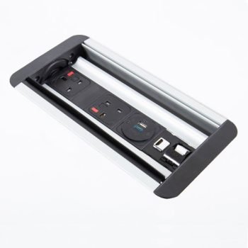 Eclipse in-table rollover power module 2 x UK sockets 1 x TUF (A&C connectors) USB charger 1 x RJ45 socket 1 x HDMI socket black/silver - ENDD2-K