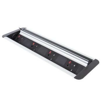Eclipse in-table rollover power module 4 x UK sockets black/silver - ENDD4-K