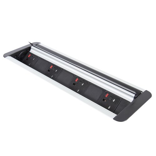 Eclipse in-table rollover power module 4 x UK sockets black/silver - ENDD4-K