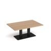 Eros rectangular coffee table with flat black rectangular base and twin uprights 1200mm x 800mm beech - ECR1200-K-B