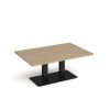 Eros rectangular coffee table with flat black rectangular base and twin uprights 1200mm x 800mm kendal oak - ECR1200-K-KO