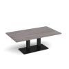 Eros rectangular coffee table with flat black rectangular base and twin uprights 1400mm x 800mm grey oak - ECR1400-K-GO