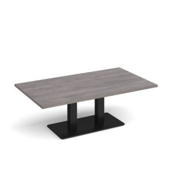 Eros rectangular coffee table with flat black rectangular base and twin uprights 1400mm x 800mm grey oak - ECR1400-K-GO