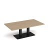 Eros rectangular coffee table with flat black rectangular base and twin uprights 1400mm x 800mm kendal oak - ECR1400-K-KO