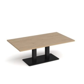 Eros rectangular coffee table with flat black rectangular base and twin uprights 1400mm x 800mm kendal oak - ECR1400-K-KO