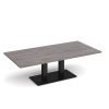 Eros rectangular coffee table with flat black rectangular base and twin uprights 1600mm x 800mm grey oak - ECR1600-K-GO