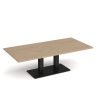 Eros rectangular coffee table with flat black rectangular base and twin uprights 1600mm x 800mm kendal oak - ECR1600-K-KO