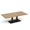 Eros rectangular coffee table with flat black rectangular base and twin uprights 1600mm x 800mm oak - ECR1600-K-O