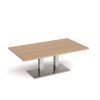 Eros rectangular coffee table with flat brushed steel rectangular base and twin uprights 1400mm x 800mm beech - ECR1400-BS-B