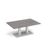 Eros rectangular coffee table with flat white rectangular base and twin uprights 1200mm x 800mm grey oak - ECR1200-WH-GO
