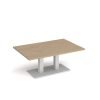 Eros rectangular coffee table with flat white rectangular base and twin uprights 1200mm x 800mm kendal oak - ECR1200-WH-KO