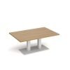 Eros rectangular coffee table with flat white rectangular base and twin uprights 1200mm x 800mm oak - ECR1200-WH-O