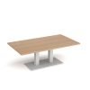 Eros rectangular coffee table with flat white rectangular base and twin uprights 1400mm x 800mm beech - ECR1400-WH-B