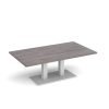 Eros rectangular coffee table with flat white rectangular base and twin uprights 1400mm x 800mm grey oak - ECR1400-WH-GO