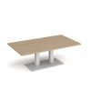 Eros rectangular coffee table with flat white rectangular base and twin uprights 1400mm x 800mm kendal oak - ECR1400-WH-KO
