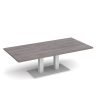 Eros rectangular coffee table with flat white rectangular base and twin uprights 1600mm x 800mm grey oak - ECR1600-WH-GO