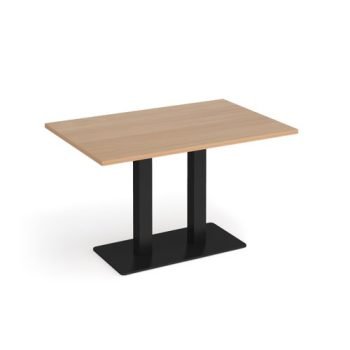 Eros rectangular dining table with flat black rectangular base and twin uprights 1200mm x 800mm beech - EDR1200-K-B
