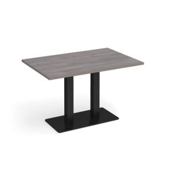 Eros rectangular dining table with flat black rectangular base and twin uprights 1200mm x 800mm grey oak - EDR1200-K-GO