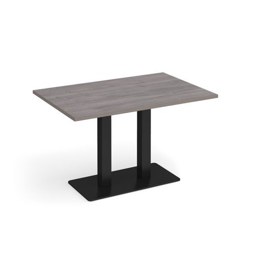 Eros rectangular dining table with flat black rectangular base and twin uprights 1200mm x 800mm grey oak - EDR1200-K-GO