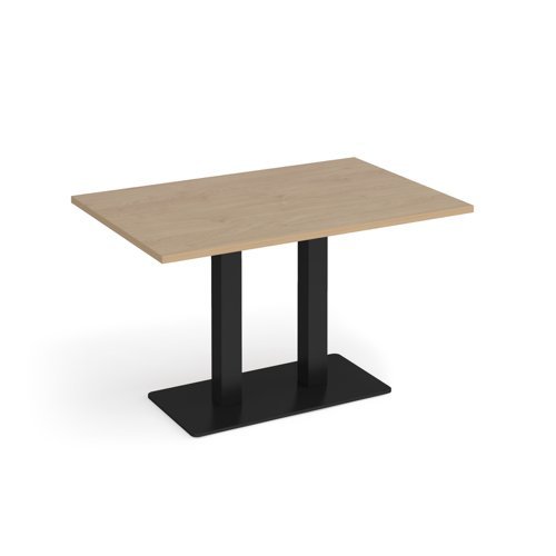 Eros rectangular dining table with flat black rectangular base and twin uprights 1200mm x 800mm kendal oak - EDR1200-K-KO