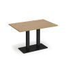 Eros rectangular dining table with flat black rectangular base and twin uprights 1200mm x 800mm oak - EDR1200-K-O