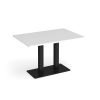 Eros rectangular dining table with flat black rectangular base and twin uprights 1200mm x 800mm white - EDR1200-K-WH