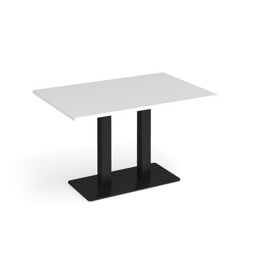 Eros rectangular dining table with flat black rectangular base and twin uprights 1200mm x 800mm white - EDR1200-K-WH