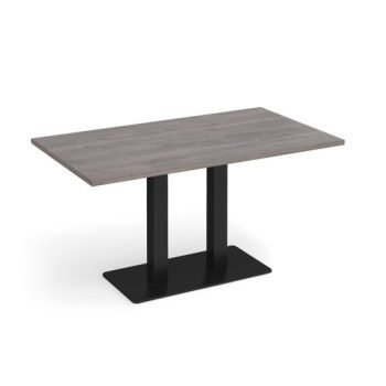 Eros rectangular dining table with flat black rectangular base and twin uprights 1400mm x 800mm grey oak - EDR1400-K-GO